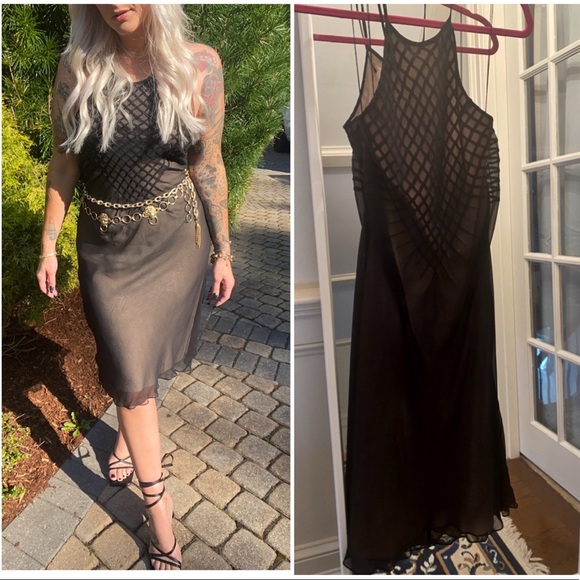 Adrianna Papell Dresses & Skirts - VINTAGE 90s Y2K ADRIANNA PAPELL SILK HALTER SIZE 8 CRISS CROSS